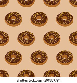 Chocolate Donuts seamless pattern. Desserts food. Sweets vector ornament
