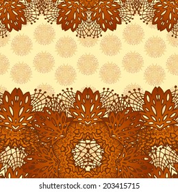 chocolate doodle flower lace pattern with abstract elements