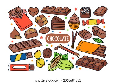 Chocolate doodle illustration isolated background