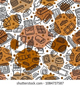 chocolate doodle seamless background