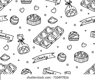 Chocolate doodle seamless background
