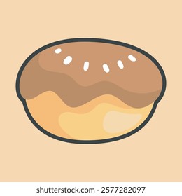 chocolate dough with outline flat  vector design.