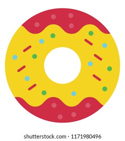 
Chocolate doughnut with confetti sprinkled on top
