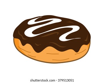 Chocolate Doughnut, a hand drawn vector illustration of a chocolate doughnut.