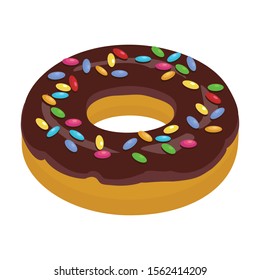 Chocolate doughnut vector icon.Cartoon vector icon isolated on white background chocolate doughnut.