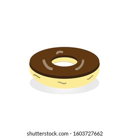 Chocolate doughnut in white background. Bakery Concept.
