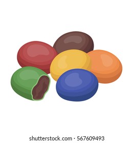 Chocolate dragee icon in cartoon style isolated on white background. Chocolate desserts symbol stock vector illustration.