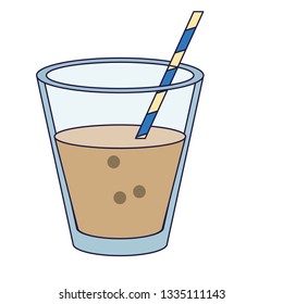 Chocolate drink in cup with straw