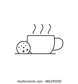 Chocolate drink icon in thin outline style. Warm hot sweet energy