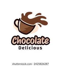 Chocolate drink logo icon concept illustration