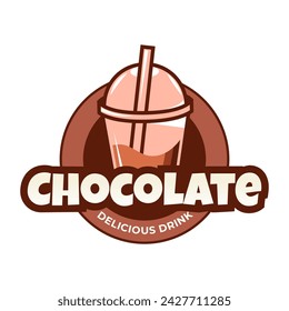 Chocolate drink logo icon concept illustration