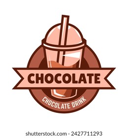 Chocolate drink logo icon concept illustration