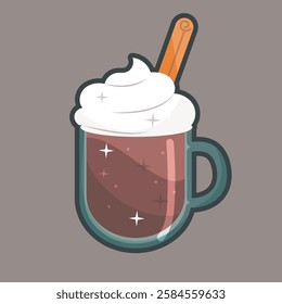 chocolate drink with outline flat vector design