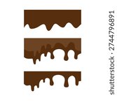 Chocolate Drip Border Vector Set for Cake Topping and Sweet Dessert Design