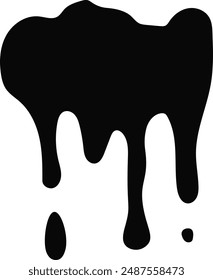 Chocolate Drip Silhouette on White Background. Vector Illustration in Flat Style.