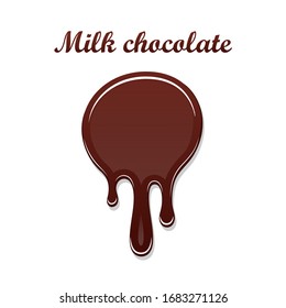 Chocolate drip splash. Chocolate liquid blot isolated white background. Shape melt dessert spot. 3D realistic design stain element. Food decoration. Milk, dark chocolate splashing Vector illustration