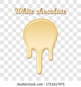 Regalo de chocolate. Corazón de chocolate blanco aislado fondo transparente blanco. Melt postre. Pieza de diseño 3D realista. La decoración de la comida. Ilustración vectorial de chocolate