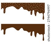 Chocolate Drip with Sprinkles Border Vector for Donut and Cake Decoration Design