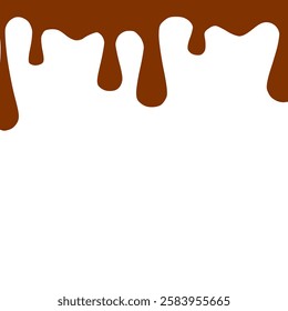 Chocolate dripped. Sweet flowing liquid food with splashes and drops caramel cacao vector realistic pictures. Brown liquid dessert, sweet drip melt