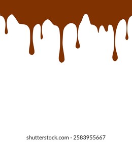 Chocolate dripped. Sweet flowing liquid food with splashes and drops caramel cacao vector realistic pictures. Brown liquid dessert, sweet drip melt