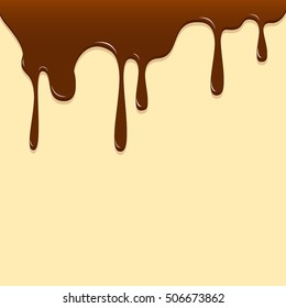 Chocolate dripping, Chocolate background vector illustration