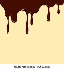 Chocolate dripping, Chocolate background vector illustration