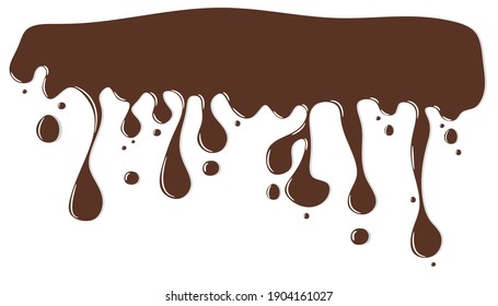 Chocolate goteando sobre fondo blanco. Ilustración vectorial del cacao.