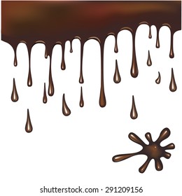  chocolate dripping on white background