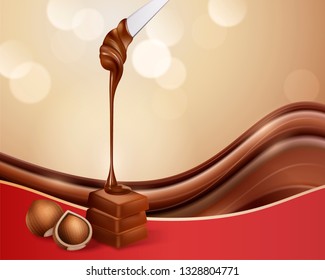 Pasta de chocolate con avellanas en 3d ilustración