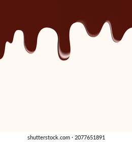 Schokolade Dripping Vektordesign. Realistische Liquid Chocolate Vektorgrafik für Hintergrund