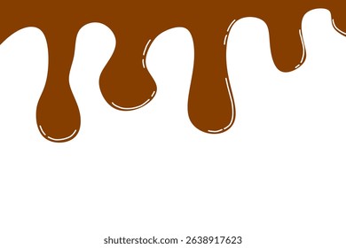 Chocolate Dripping Vector Illustration on White Background. Perfect for dessert-related designs, bakery advertisements, chocolate product packaging, or sweet-themed banners.