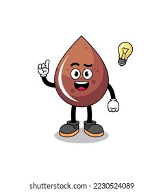 chocolate drop cartoon with get an idea pose , character design
