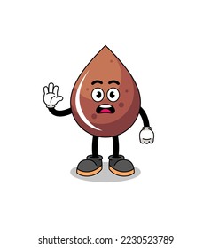 chocolate drop cartoon illustration doing stop hand , character design