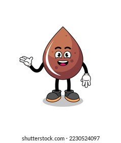 chocolate drop cartoon with welcome pose , character design