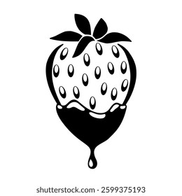Chocolate Drop Dripping Off Strawberry Icon