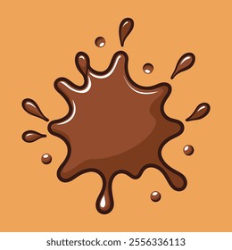 Chocolate drop, hot chocolate, cocoa or coffee drop icon. Vector flat illustration