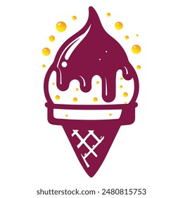 Chocolate drop from ice cream vector ,white background,white background