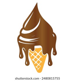 Chocolate drop from ice cream vector ,white background,white background