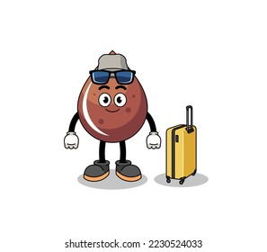 chocolate drop mascot doing vacation , character design