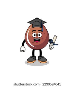 chocolate drop mascot with graduation pose , character design