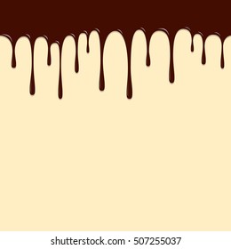 Chocolate dropping, background vector illustration