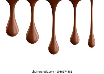 Chocolate drops. 3d realistic vector set isolated on white background