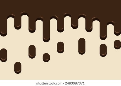 Chocolate drops border cartoon. Vector illustration.