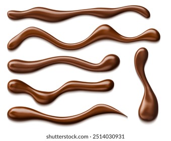 Chocolate drops isolated on white background. Vector realistic