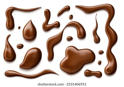 Chocolate drops isolated on white background. Vector realistic