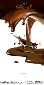 chocolate drops splatter 3d illustration vector