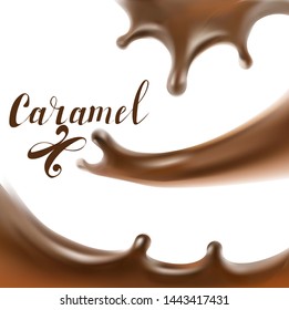 chocolate drops splatter caramel realistic 3d illustration vector