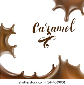 chocolate drops splatter caramel realistic 3d illustration vector