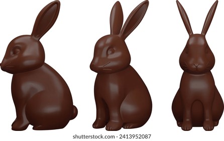 conejo de pascua de chocolate. conejo aislado de chocolate 3d