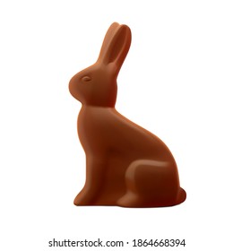 Chocolate easter bunny isolated on white background. Vector illustration.	